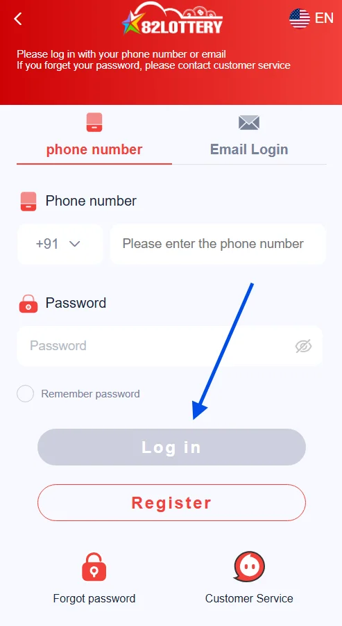 click the login button