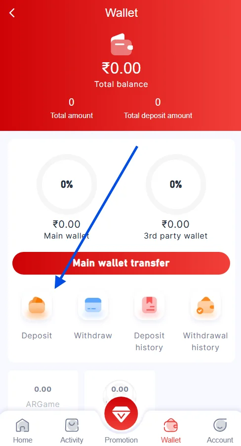 go to deposit page